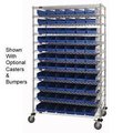 Global Equipment Chrome Wire Shelving with 66 4"H Plastic Shelf Bins Blue, 48x24x74 269039BL